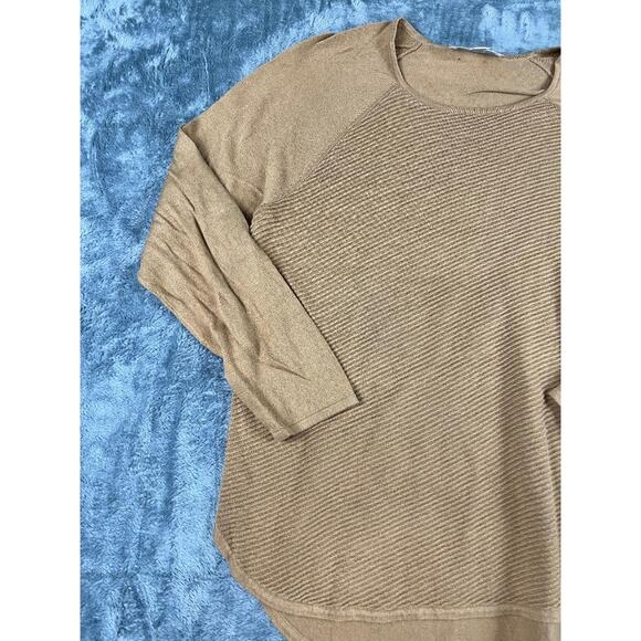 Michael Kors Women's Brown Textured Knit Long Sleeve Sweater Top Size L - Picture 5 of 9